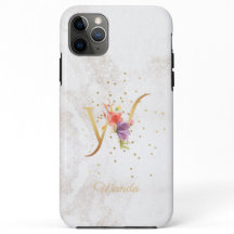 Monograma Floral de Nombre Inicial W Letra Persona