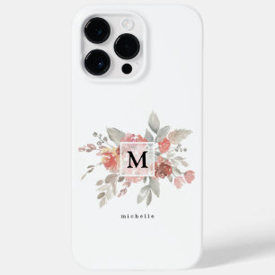Funda Para iPhone 14 Pro Max De Case-Mate Monograma floral elegante rosa rubor