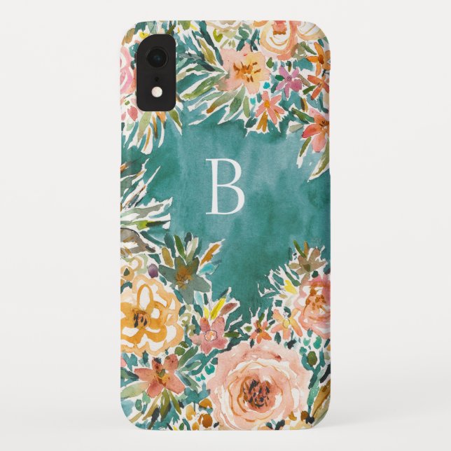 Funda De Case-Mate Para iPhone Monograma floral enorme de la EFERVESCENCIA (Reverso)