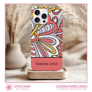 Funda Para iPhone 15 Monograma Floral Estilo Retro