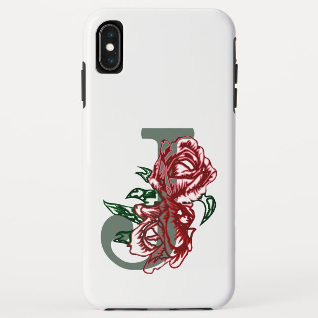 Funda De Case-Mate Para iPhone Monograma floral J letra mayúscula (Reverso)