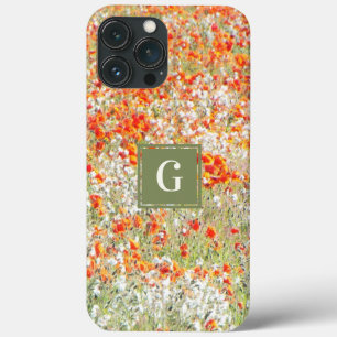 Funda Para iPhone 13 Pro Max Monograma Floral Moderno Girly Flores salvajes con