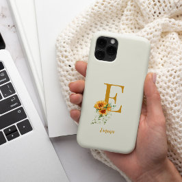 Funda Para iPhone 15 Pro Monograma floral nombre inicial personalizado