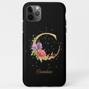 Funda Para iPhone 11 Pro Max Monograma floral Nombre personal Letra inicial C