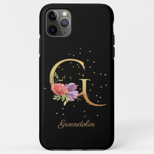 Funda Para iPhone 11 Pro Max Monograma floral Nombre personal Letra inicial G