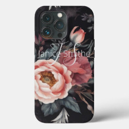 Funda Para iPhone 13 Pro Monograma floral oscuro