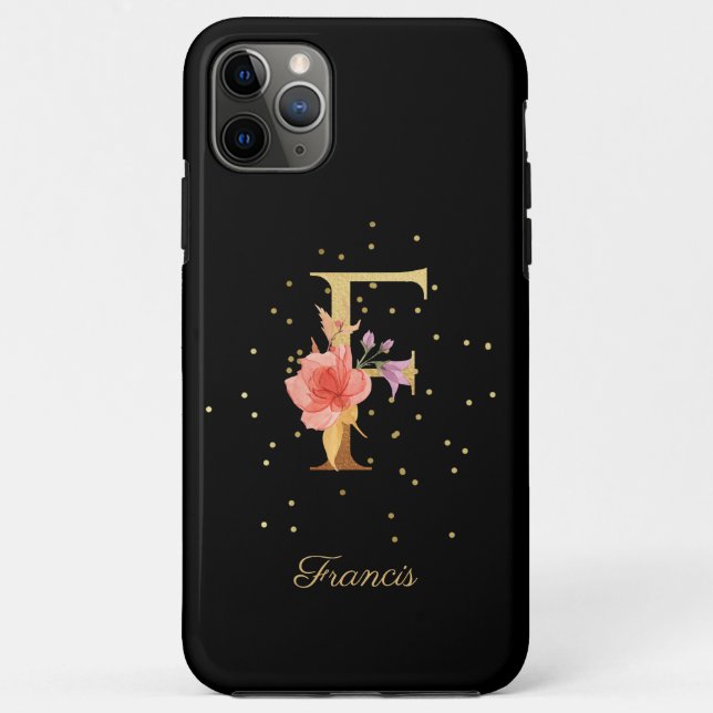 Funda De Case-Mate Para iPhone Monograma floral Personalización Nombre Letra F In (Reverso)