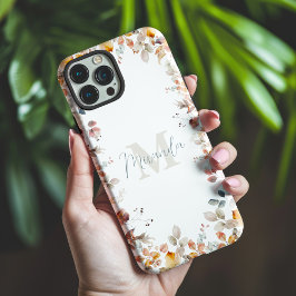 Funda Para iPhone 15 Pro Max Monograma floral personalizado
