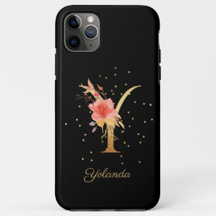 Funda Para iPhone 11 Pro Max Monograma Floral Personalizado Nombre Inicial Letr