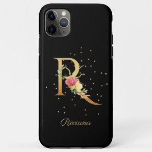 Funda Para iPhone 11 Pro Max Monograma Floral Personalizado Nombre Inicial Letr