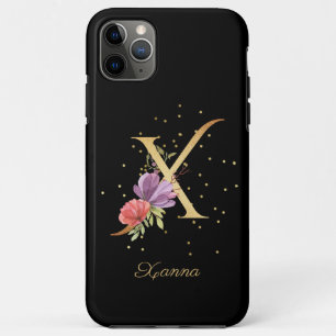 Funda Para iPhone 11 Pro Max Monograma Floral Personalizar Nombre Inicial Letra