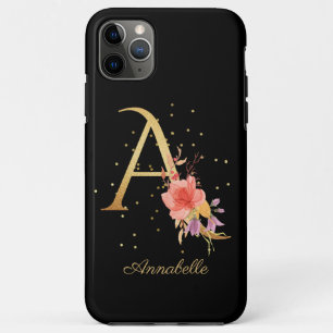 Funda Para iPhone 11 Pro Max Monograma Floral Personalizar Nombre Inicial Letra