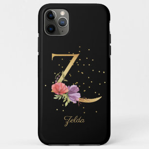 Funda Para iPhone 11 Pro Max Monograma Floral Personalizar Nombre Inicial Letra