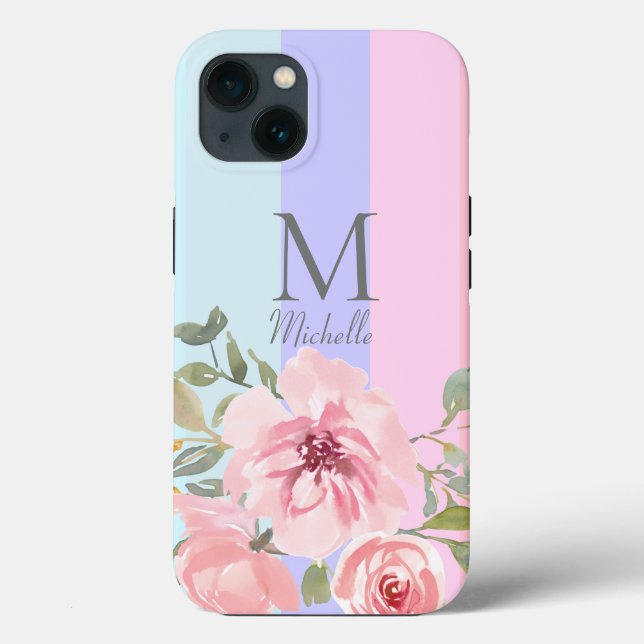 Funda De Case-Mate Para iPhone Monograma Floral rosa (Reverso )