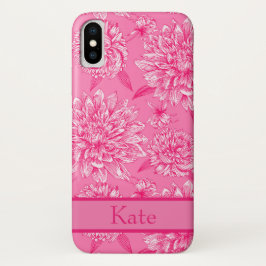 Funda Para iPhone X Monograma Floral Rosa
