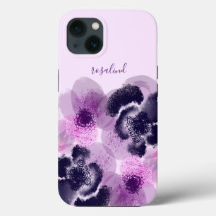 Funda Para iPhone 13 Monograma Floral Rosa de Firma Personalizada