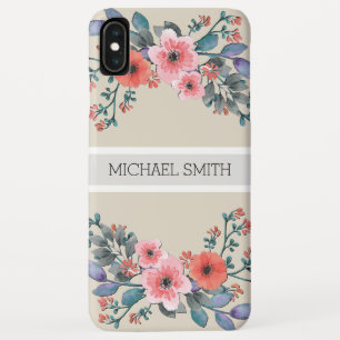 Funda Para iPhone XS Max Monograma Floral Vintage Hueso moderno