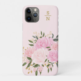 Funda Para iPhone 11 Pro Monograma frasco floral rosado Rubor