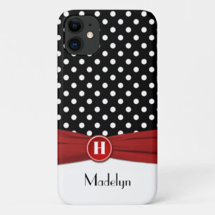 Funda Para iPhone 11 Monograma funda del iPhone 11 de Punto Polka Blanc