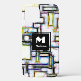 Funda Para iPhone 12 Monograma geométrico elegante de acuarela moderna