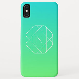 Funda Para iPhone XS Max Monograma geométrico genial   Ombre azul y verde l