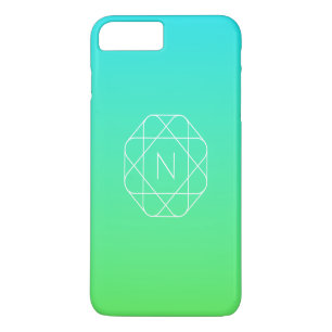 Funda Para iPhone 8 Plus/7 Plus Monograma geométrico genial   Ombre azul y verde l