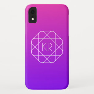Funda Para iPhone XR Monograma geométrico genial Violeta magenta púrp