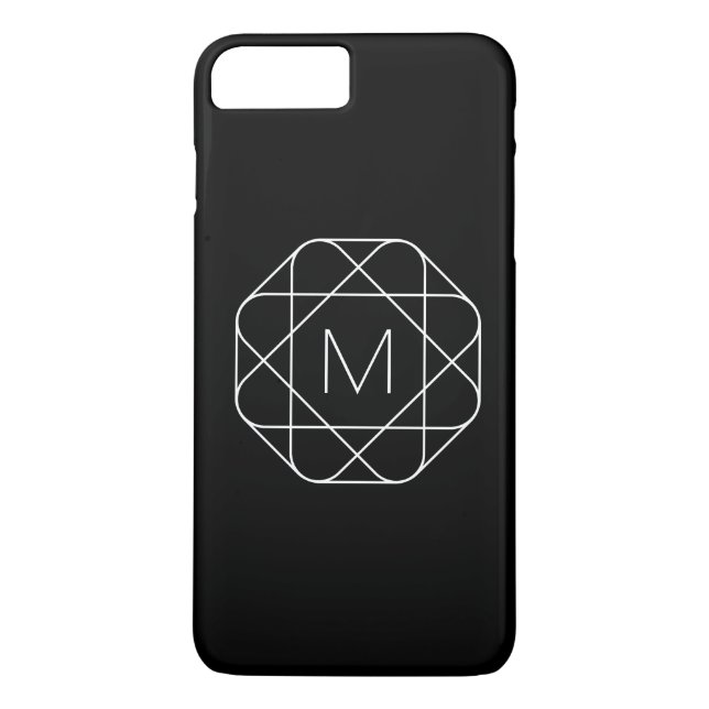 Funda De Case-Mate Para iPhone Monograma geométrico negro y blanco (Reverso)