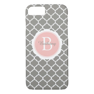 Funda Para iPhone 8/7 Monograma Geométrico rosa gris moderno