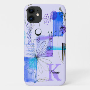Funda Para iPhone 11 Monograma giratorio azul turquesa verde azulado pe