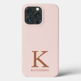 Funda Para iPhone 13 Pro Monograma giratorio serif nombre liso rosa puro el