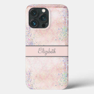 Funda Para iPhone 13 Pro Monograma Glam Rosa Blanco Brillo Elegante 