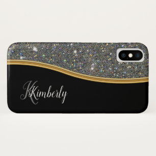Funda Para iPhone X Monograma glamoroso Bling de las señoras