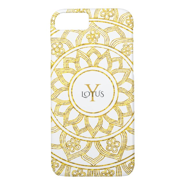 Funda De Case-Mate Para iPhone Monograma Gold Lotus Floral Mandala (Reverso)