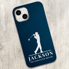 Funda Para iPhone 14 De Case-Mate Monograma Golfer personalizado de Navy Blue