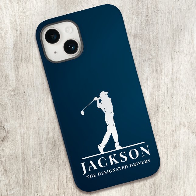 Funda De Case-Mate Para iPhone Monograma Golfer personalizado de Navy Blue (Subido por el creador)
