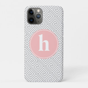 Funda Para iPhone 11 Pro Monograma griego gris y rosado del modelo
