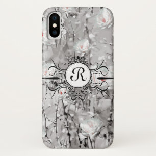 Funda Para iPhone X Monograma gris claro y blanco