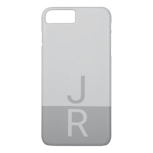 Funda Para iPhone 8 Plus/7 Plus Monograma Gris claro y Gris de Iniciales Modernas