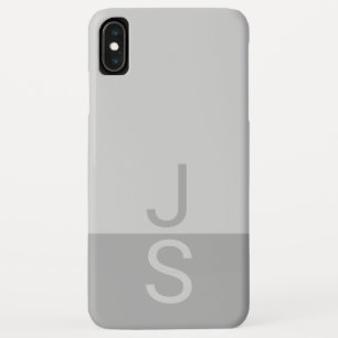 Funda Para iPhone XS Max Monograma Gris claro y Gris de Iniciales Modernas