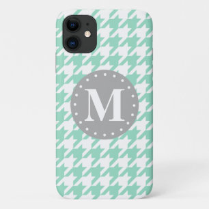Funda Para iPhone 11 Monograma Gris del patrón Houndstoth