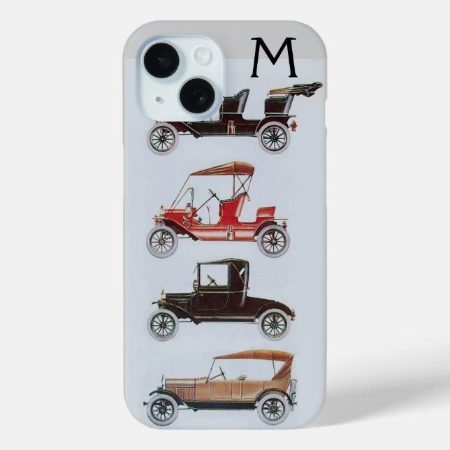 FUNDA DE Case-Mate PARA iPhone MONOGRAMA GRIS NEGRO DE AUTOS DE VENTAJA (Reverso )
