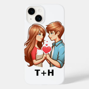 Funda Para iPhone 14 De Case-Mate "Monograma H & T Personalizado en un diseño cardía
