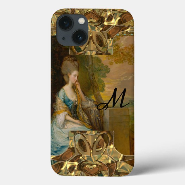 Funda De Case-Mate Para iPhone Monograma hermoso pensamiento (Reverso)