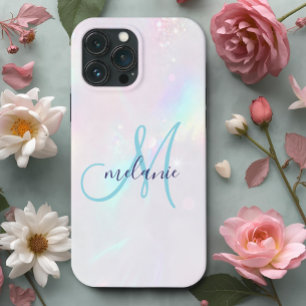 Funda Para iPhone 13 Pro Max Monograma holográfico iridiscente chic