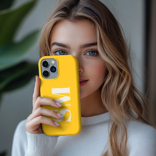 Funda Para iPhone 13 Pro Max Monograma inicial amarillo brillante 