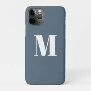 Funda Para iPhone 11 Pro monograma inicial azul / blanco gris del personali