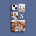 Funda Para iPhone 14 De Case-Mate Monograma inicial azul de collage de fotos moderno<br><div class="desc">Diseño de monograma inicial azul de collage fotográfico moderno. Un diseño moderno y multifotografía. Cambie el color al personalizar. Parte de una colección.</div>