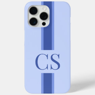 Funda Para iPhone 15 Pro Max Monograma Inicial Azul Moderno Minimalista