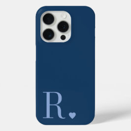 Funda Para iPhone 15 Pro monograma inicial azul moderno y elegante